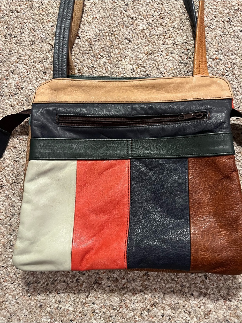 Vintage Colorblock Multicolor Leather Crossbody Bag - Picture 2 of 14